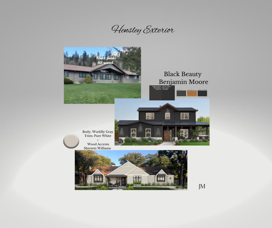 Hensley exterior color and material board.